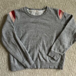 Women's Grey Crewneck Sweatshirt with Pink & Red Shoulder Accents